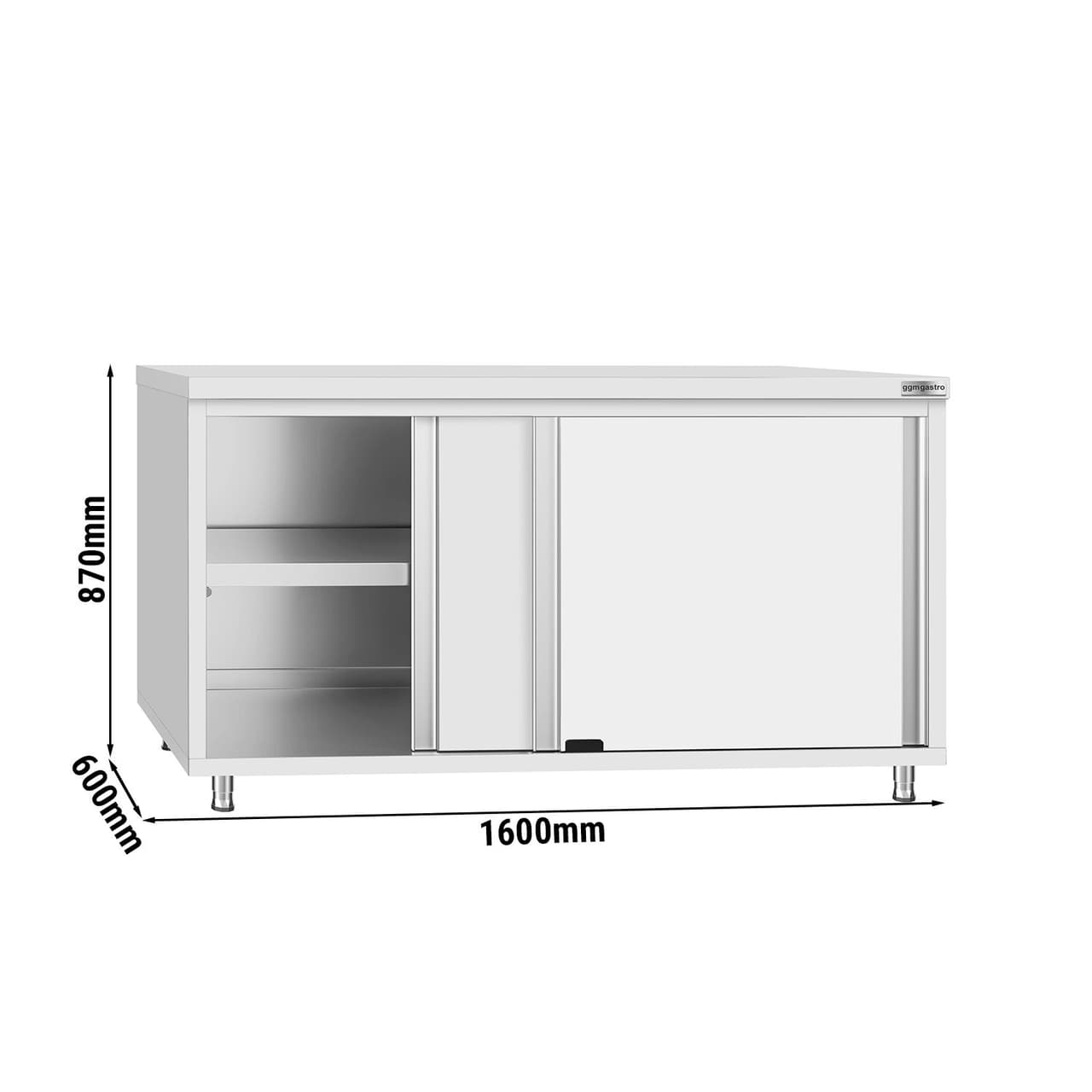 Edelstahl Arbeitsschrank ECO - 1600x600mm - mit Schiebetür