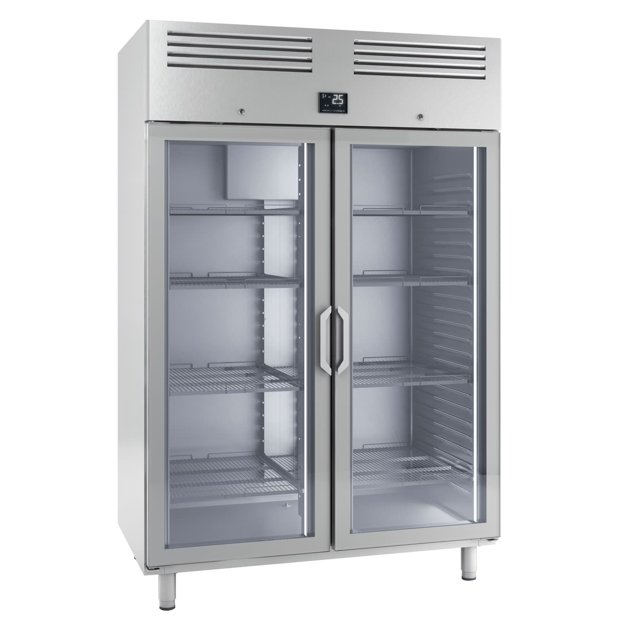 Tiefkühlschrank Edelstahl Premium PLUS - GN 2/1 - 1240 Liter - mit 2 Glastüren