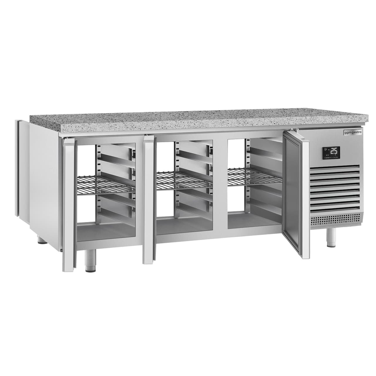 Bäckereikühltisch Premium PLUS - 2185x800mm - mit Durchreiche & Granitarbeitsplatte