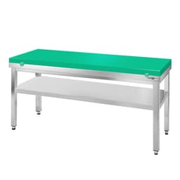 Edelstahl Arbeitstisch PREMIUM - 1500x800mm - mit Grundboden ohne Aufkantung inkl. Schneideplatte