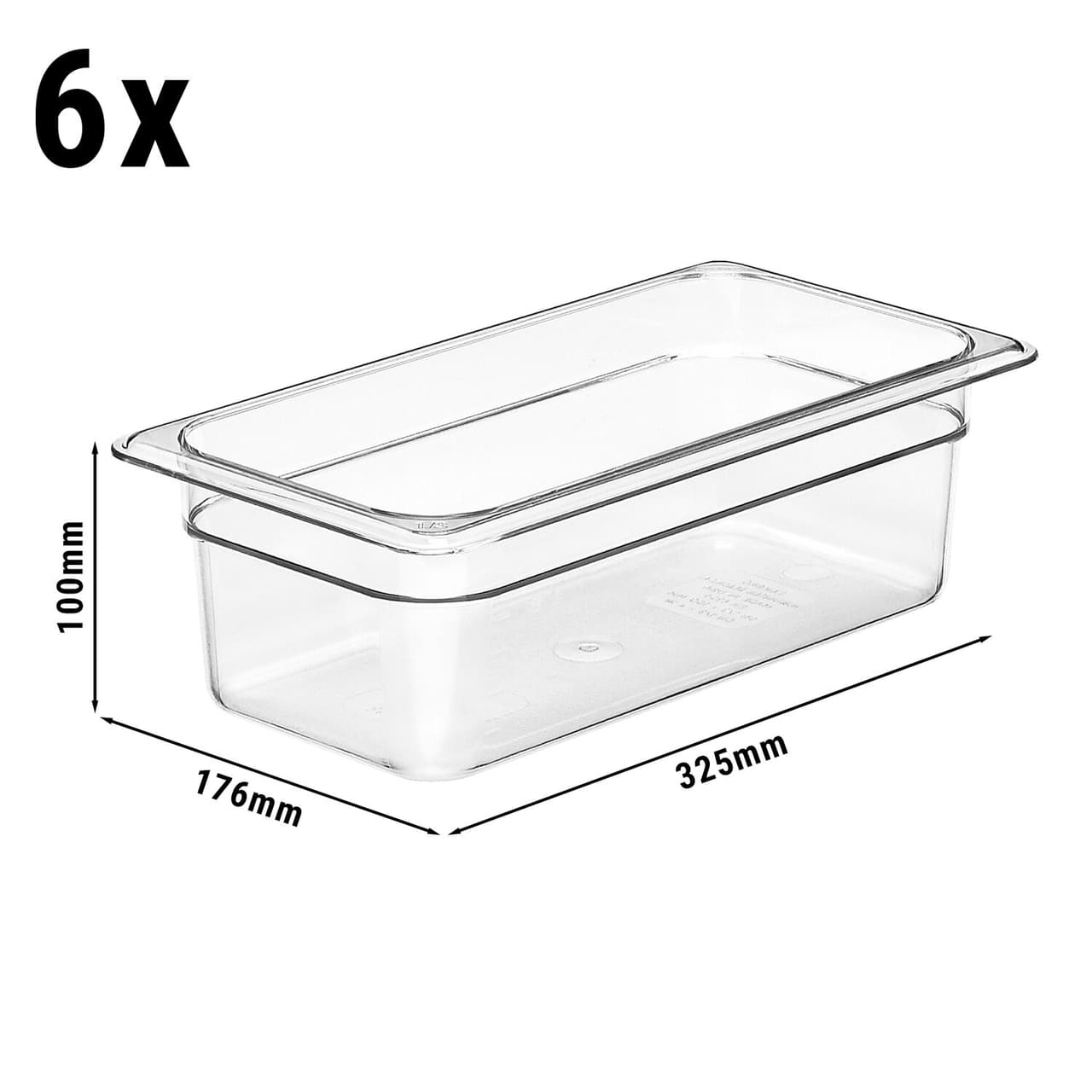 (6 Stück) CAMBRO | CAMWEAR® -  Polycarbonat GN 1/3 Behälter - Clear - Tiefe: 100mm