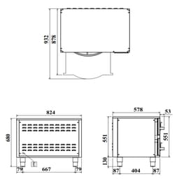 Wärmeschrank - 824mm - 2 Schubladen