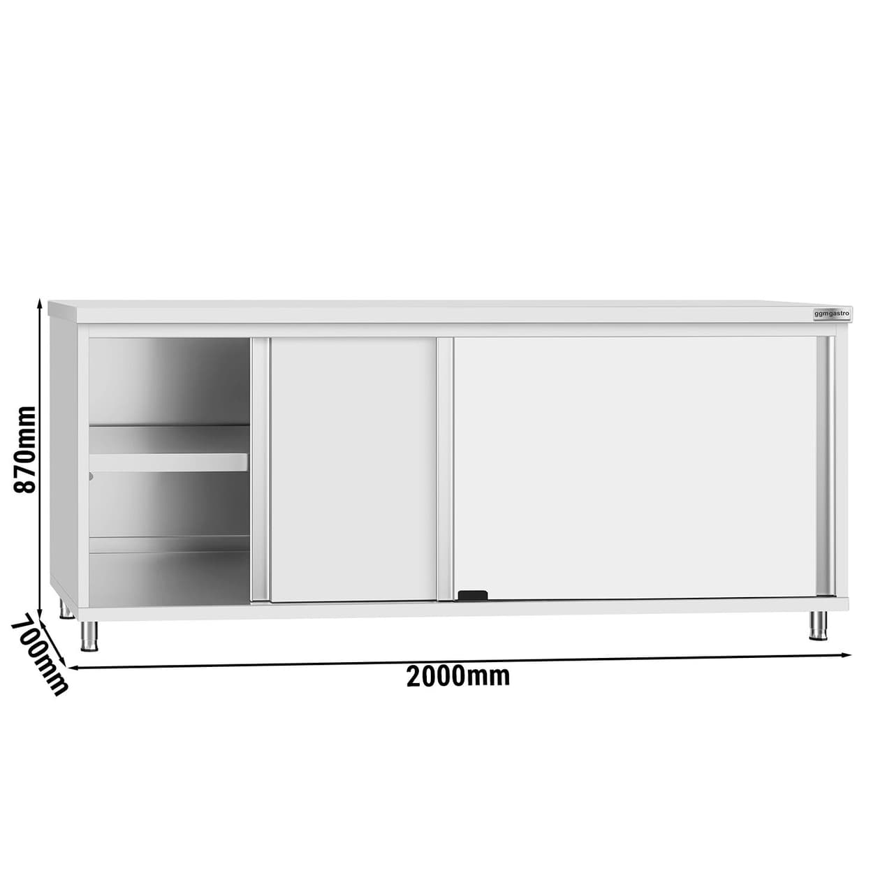 Edelstahl Arbeitsschrank ECO - 2000x700mm - mit Schiebetür