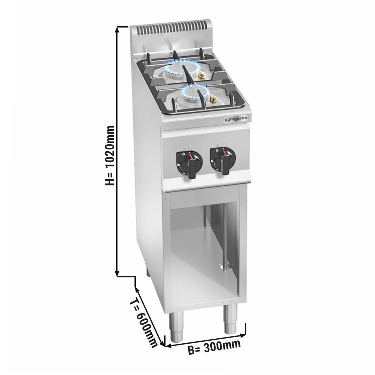 Gasherd - 9,5 kW - 2 Brenner