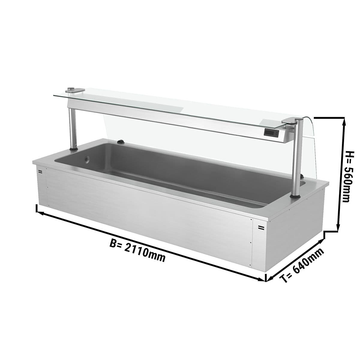 Einbau Eiswanne - 2,1m - 6x GN 1/1 - mit Glas-Hustenschutz