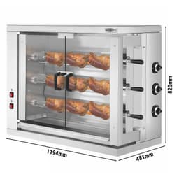 Gas Hähnchengrill - 19,4kW - mit 3 Spießen für bis zu 18 Hähnchen