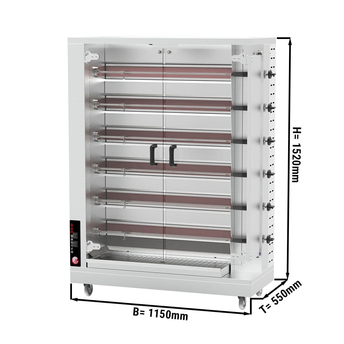 Gas Hähnchengrill - 28,2kW - mit 6 Spießen für bis zu 30 Hähnchen