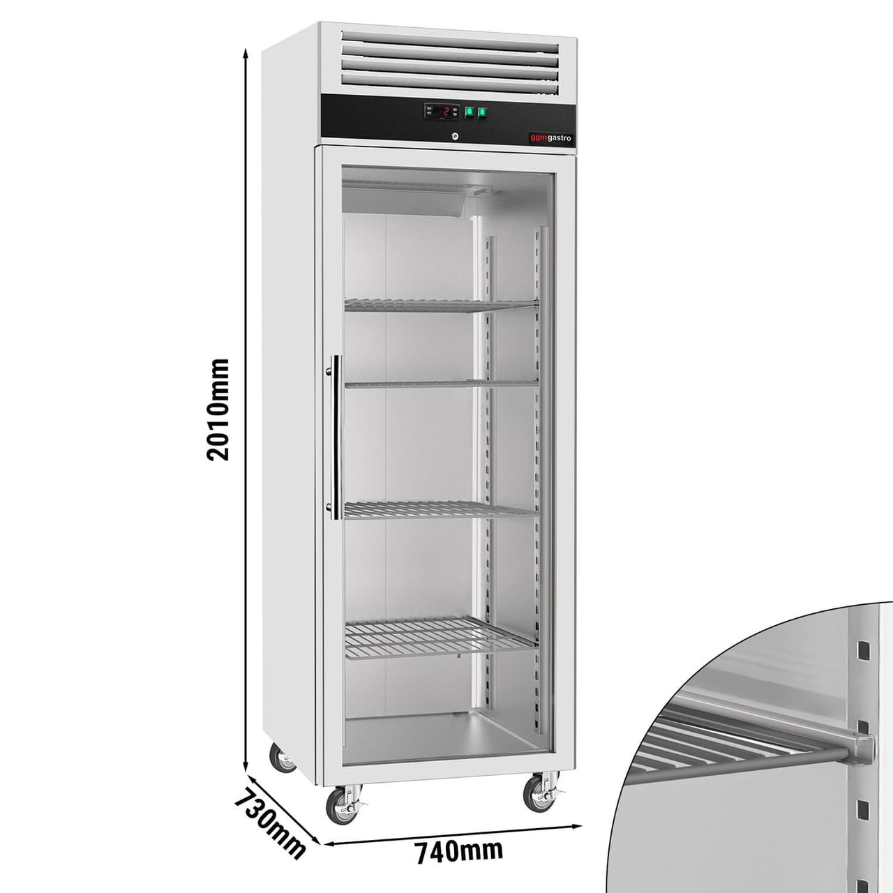 Kühlschrank Edelstahl ECO - 600 Liter - mit 1 Glastür