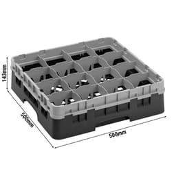 CAMBRO | CAMRACK® - Gläserspülkorb 1/1 - 16 Fächer - mit 1 Extender - 500x500mm - Schwarz