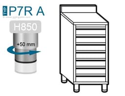 Schubladenschrank PREMIUM mit 7 Schubladen für Pizzateigbällchen & Aufkantung - 700x500mm