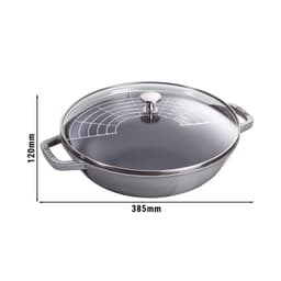 STAUB | SPECIALITIES - Wok mit Glasdeckel - Ø 300mm - Gusseisen - Graphit-Grau