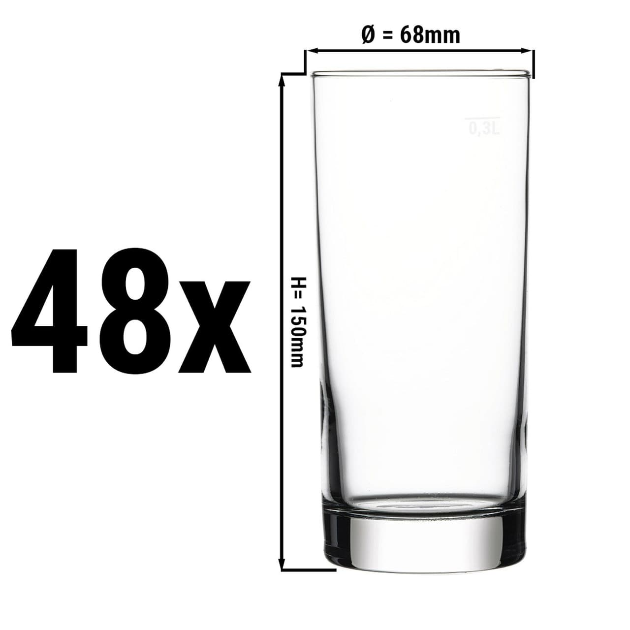 (48 Stück) Bierglas - CHICAGO - 380 ml - geeicht bei 300 ml