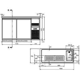 Biertheke Premium PLUS - 1550x700mm - 1 Tür & 2 Schubladen