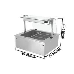 Einbau Bainmarie - 0,8m - 2x GN 1/1 - mit Glas-Hustenschutz