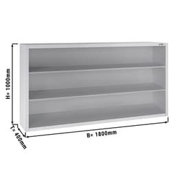 Edelstahl Wandhängeschrank ECO - 1800x400mm - ohne Schiebetür 1000mm hoch