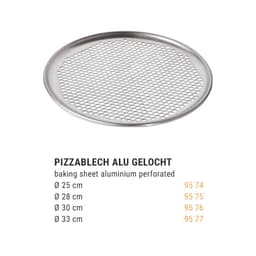 Pizzascheibe aus Aluminium - gelocht - Ø 25 cm