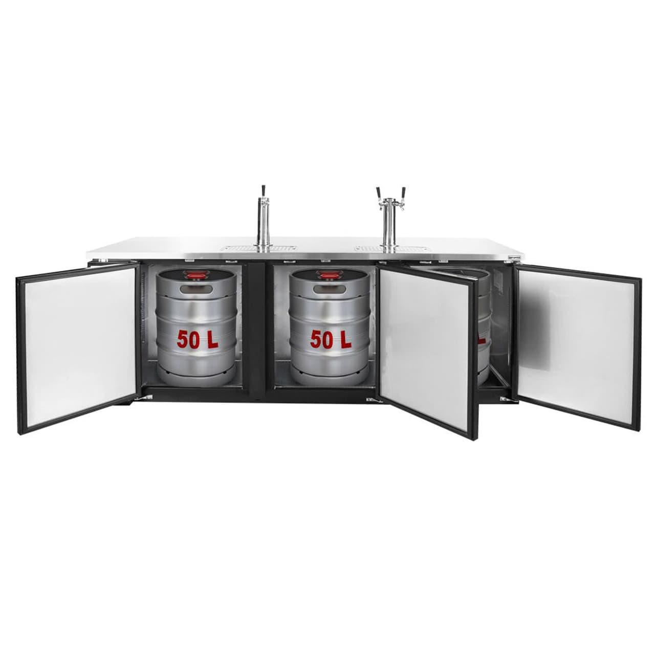 Bierkühler mit Zapfhahn - 3x50 L Fässer - 1850x620mm