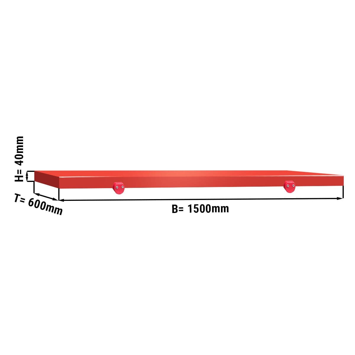 Schneideplatte für Arbeitstisch - 1500x600mm - Rot