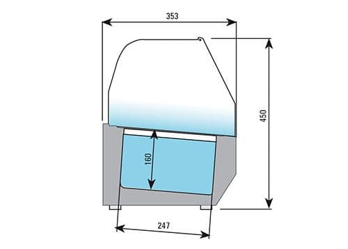 Kühlaufsatzvitrine Premium PLUS - 1328x353mm - 5x GN 1/4