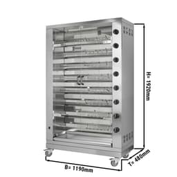 Gas Hähnchengrill - 47,6kW - mit 8 Spießen für bis zu 48 Hähnchen