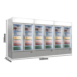 (3 Stück) Getränkekühlschrank - 3600 Liter - rahmenloses Design - mit 6 Glastüren & Werbedisplay