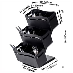 Besteckkasten - mit 3x 3 Ablagen - Schwarz