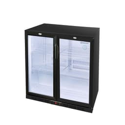 GASTRO-COOL | Barkühlschrank - 900mm - 200 Liter - mit 2 Glasflügeltüren - Schwarz