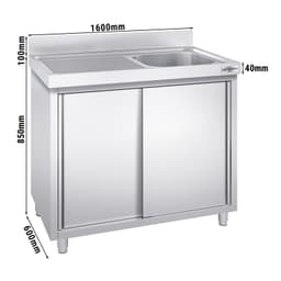 Spülschrank PREMIUM - 1600x600mm - mit 1 Becken rechts