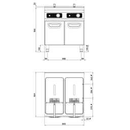 Elektro Doppelfritteuse - 22+22 Liter - 44 kW - Bflex Digital