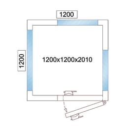 Kühlzelle - 1200x1200mm - 1,8m³ - mit 3 Glasseiten