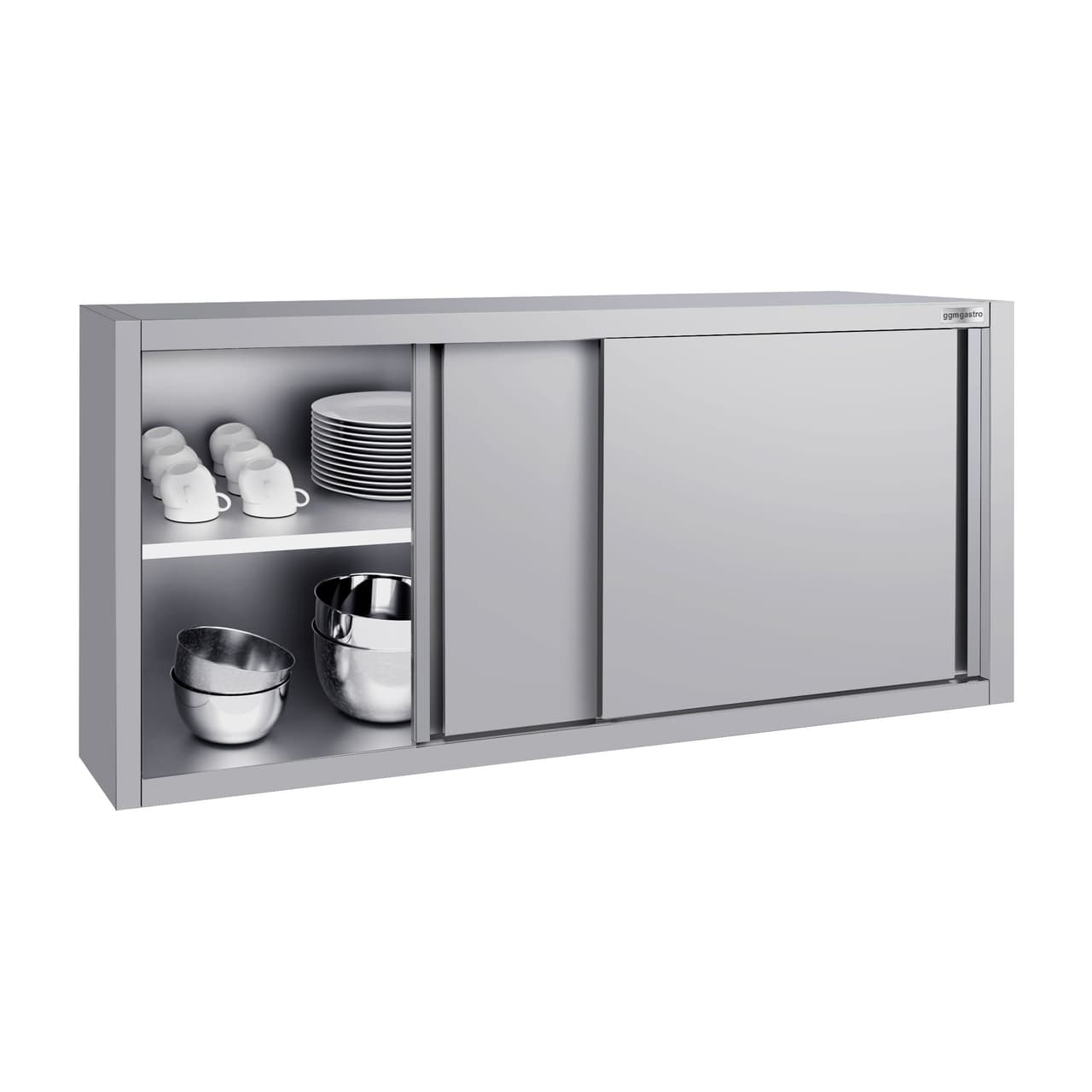 Edelstahl Wandhängeschrank ECO - 1600x400mm - mit Schiebetür - 650mm hoch