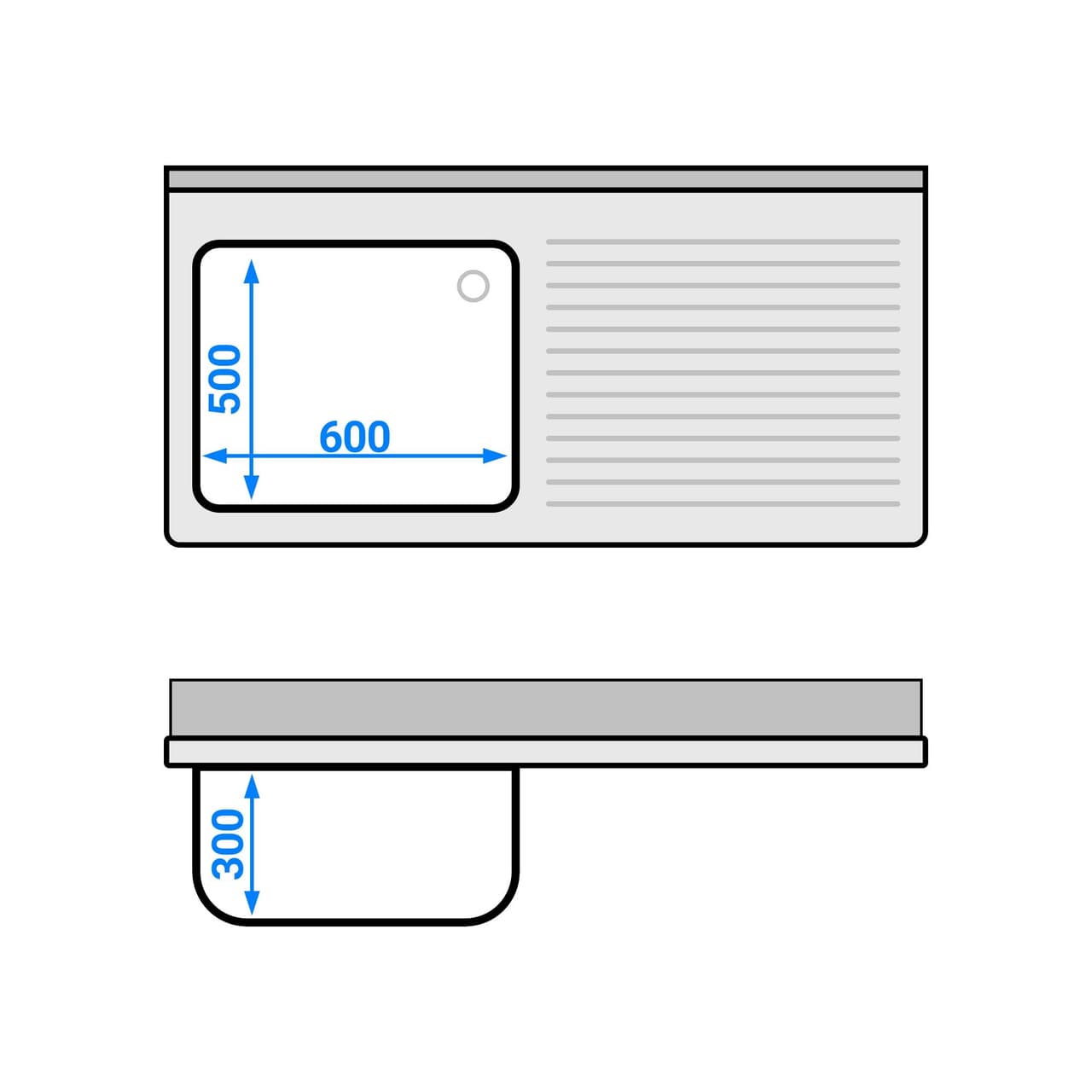 Spülschrank PREMIUM - 1400x700mm - mit 1 Becken links