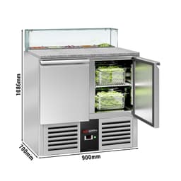 Saladette PREMIUM - 900mm - 2 Türen - mit Glasaufsatz für 5x GN 1/6