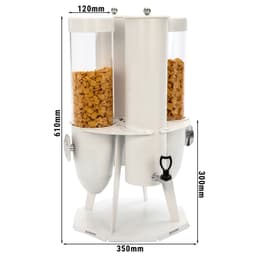 Cerealienspender - doppelt - rotierend - Ø 120mm - Weiß - Drehausgabe