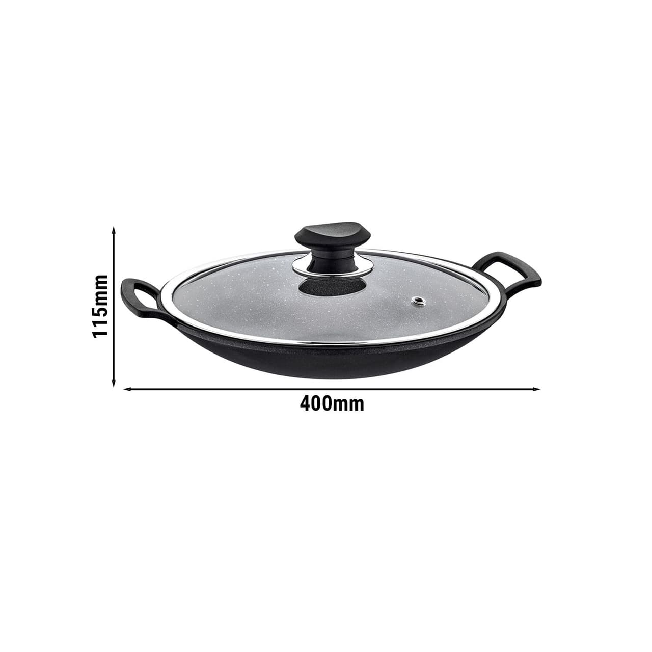 Wok Ø 300 mm Antihaft mit Glasdeckel 