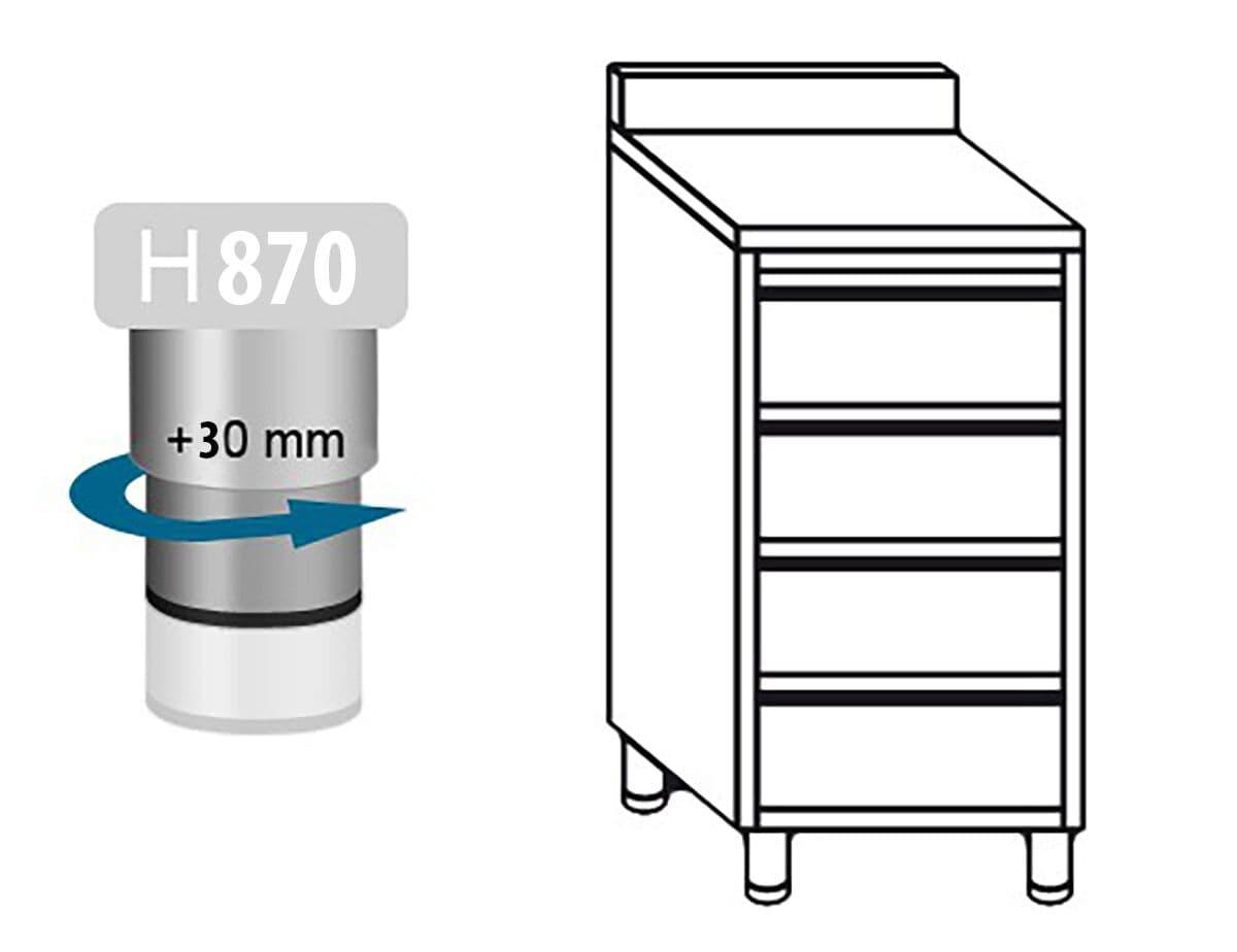 Schubladenschrank PREMIUM mit 4 Schubladen & Aufkantung - 500x600mm