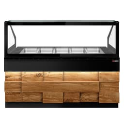 Saladette TORONTO - 2000mm - Holzfront - 3 Türen - für 5x GN 1/1 - schwarze Granit-Arbeitsplatte