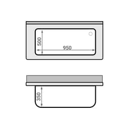 Topfspültisch Premium - 1200x600mm - mit Grundboden & 1 Becken