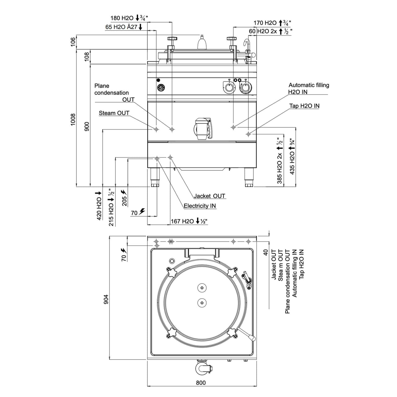 Elektro Druck Kochkessel - 150 Liter - 18 kW - indirekte Beheizung