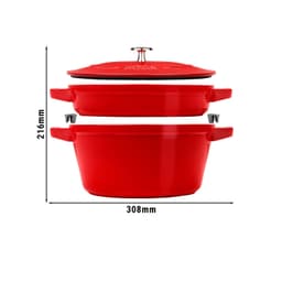 STAUB | STACKABLE SET - Kochtopfset - 2-tlg - Ø 240mm - Gusseisen - Kirsch-Rot