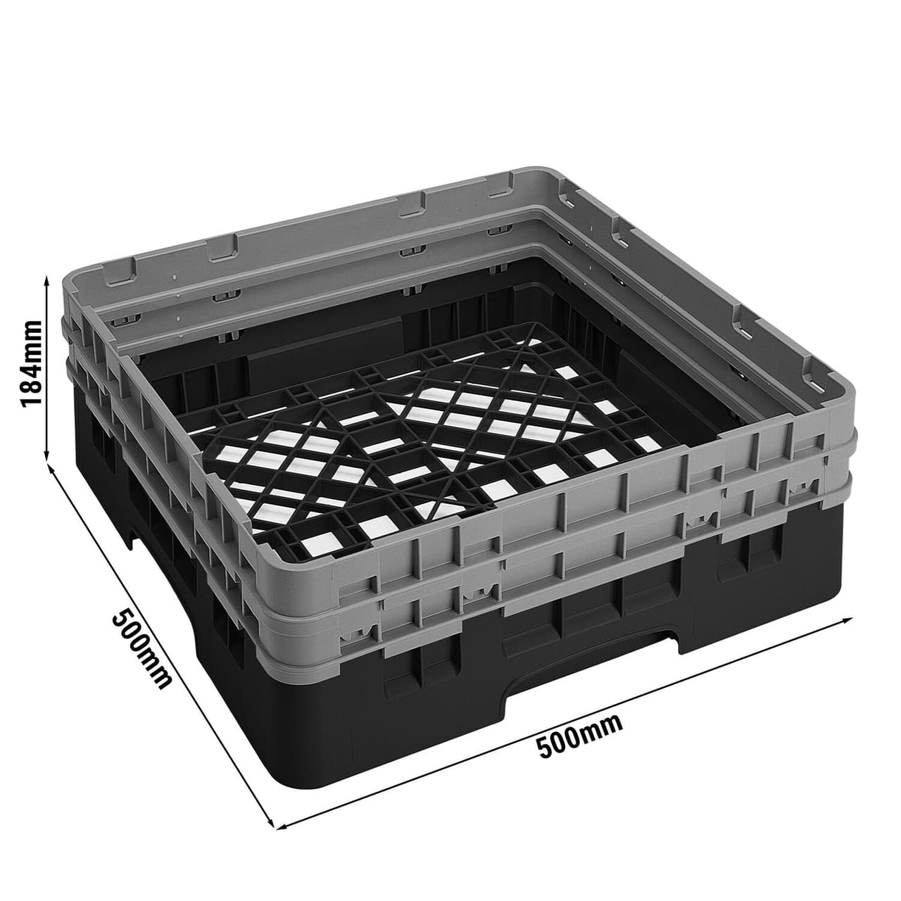 CAMBRO | CAMRACK® - Basisspülkorb 1/1 - mit 2 Extender - 500x500mm - Schwarz