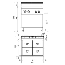 Elektro Glühplattenherd - 9 kW