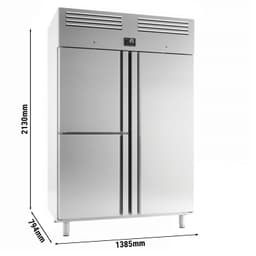 Kühlschrank Edelstahl Premium PLUS - GN 2/1 - 1240 Liter - mit 1 Tür & 2 Halbtüren