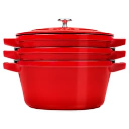 STAUB | STACKABLE SET - Kochtopfset - 3-tlg - Ø 240mm - Gusseisen - Kirsch-Rot