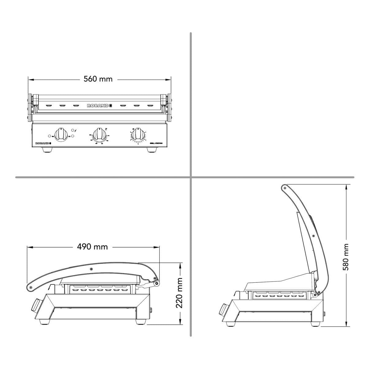 ROBAND | Kontaktgrill | Hamburger Grill - 3,1 kW - oben & unten glatt - Grillfläche: 500x275mm