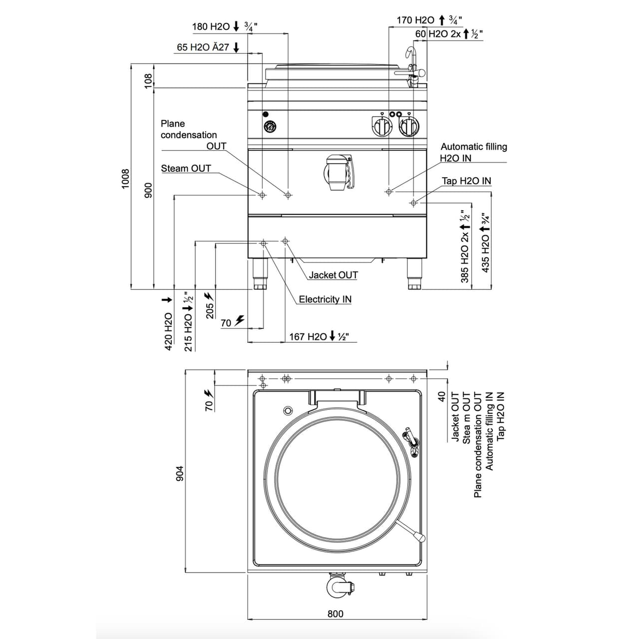 Elektro Kochkessel - 100 Liter - 16 kW - Indirekte Beheizung