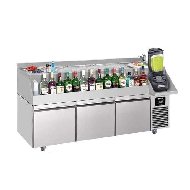 Bar- & Getränkekühltisch - 1600x600mm - 235 Liter - mit 3 Schubladen & Ablagen