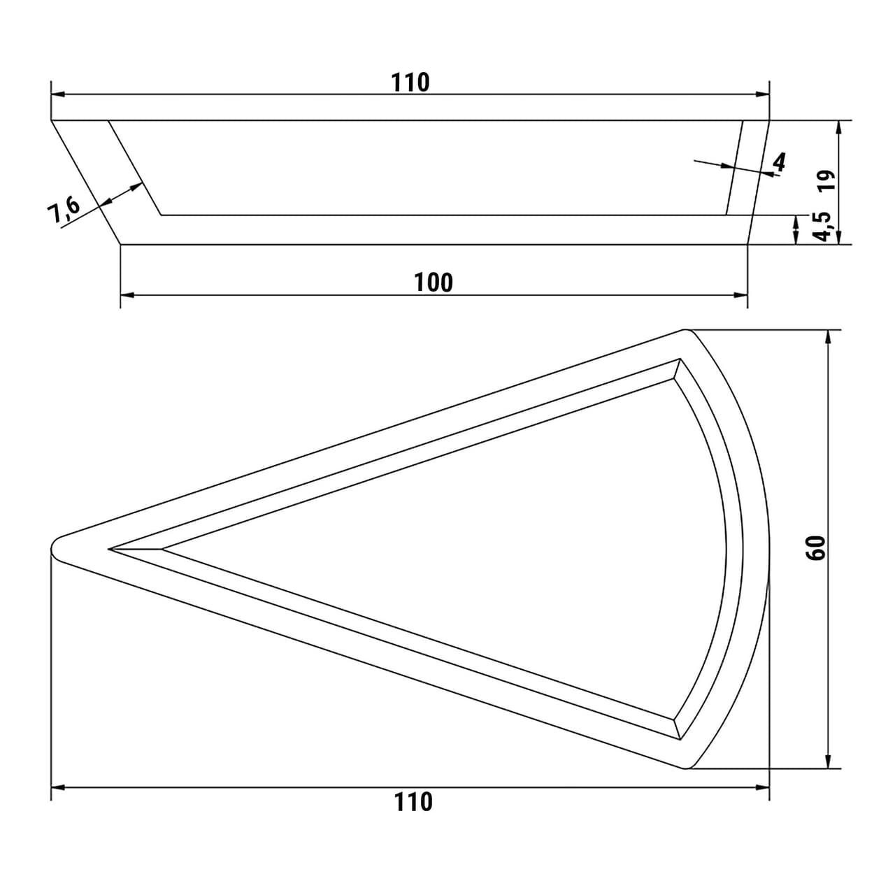 Platten für Tartlet Maschine TMNP - Tartlet-Form: Kuchenstück - 110x60mm