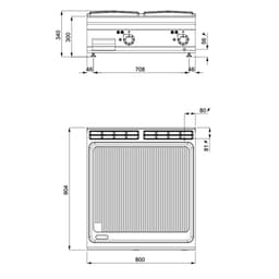 Elektro Bratplatte - 13,2 kW - Gerillt