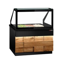 Saladette TORONTO - 1250mm - Holzfront - 2 Türen - für 3x GN 1/1 - schwarze Granit-Arbeitsplatte